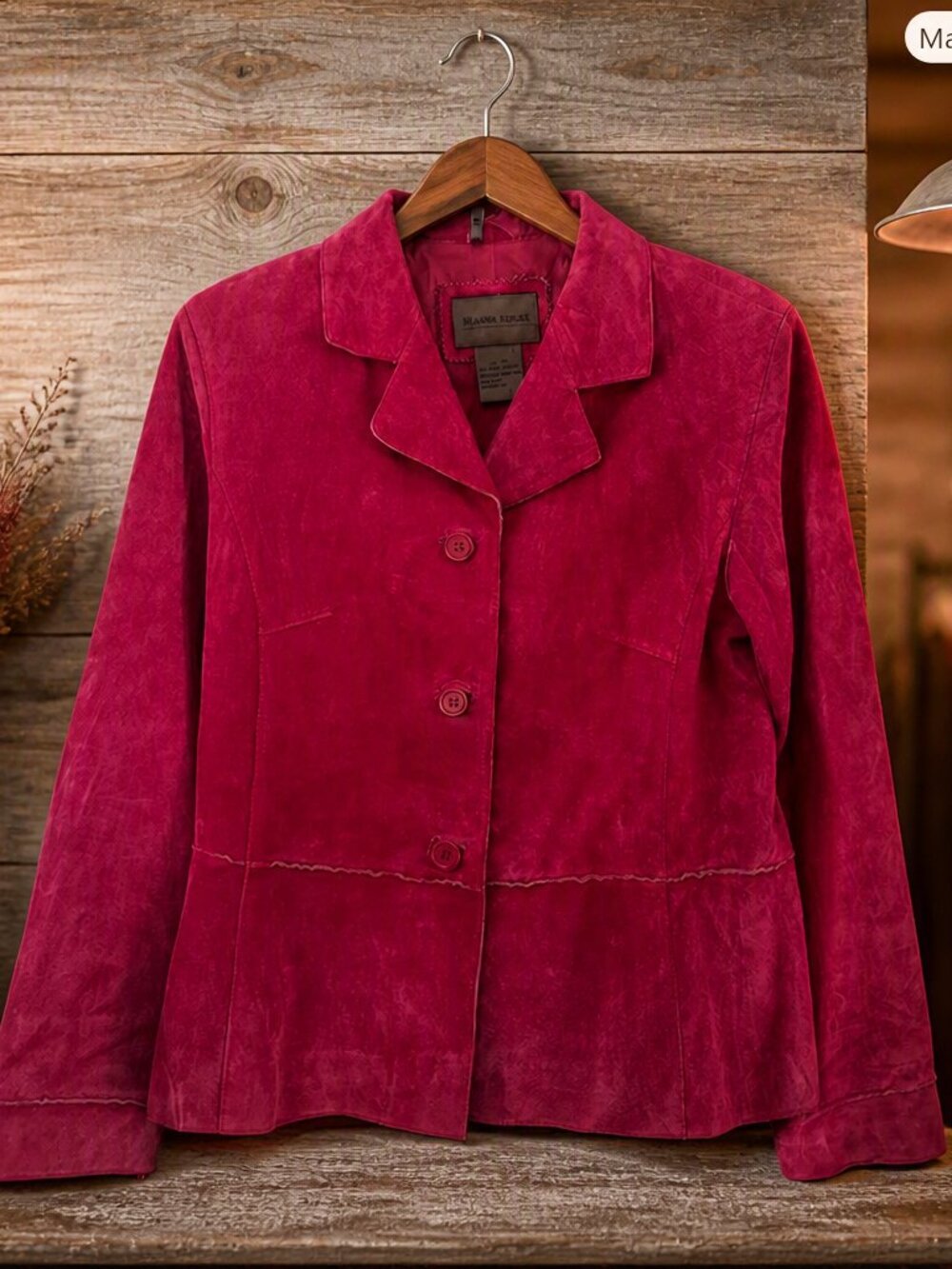 Vintage Brandon Thomas Fuchsia Sueded Leather Jacket Size Medium